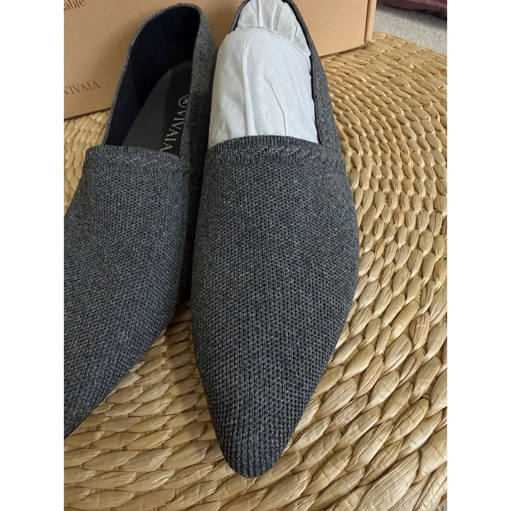 VIVAIA Charcoal Gray Pointed Toe Knit Loafers Comfort Flats EU/41‎ US/9.5
